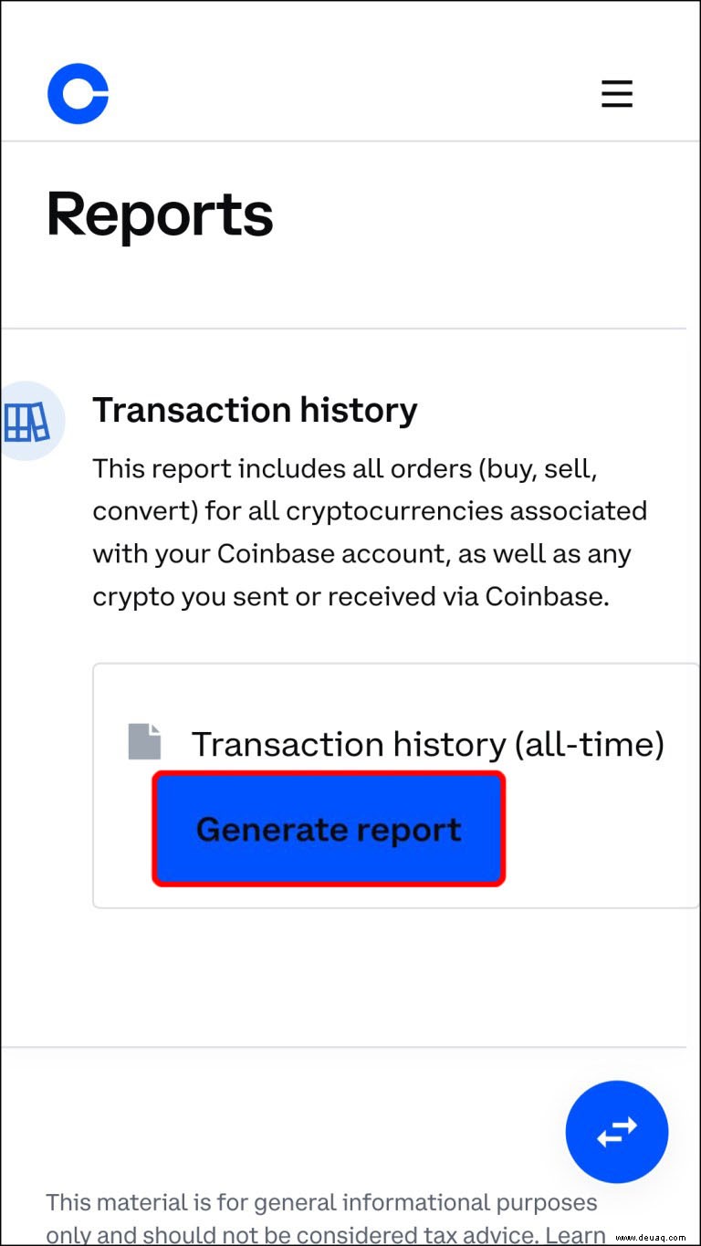 So zeigen Sie den Transaktionsverlauf in Coinbase an