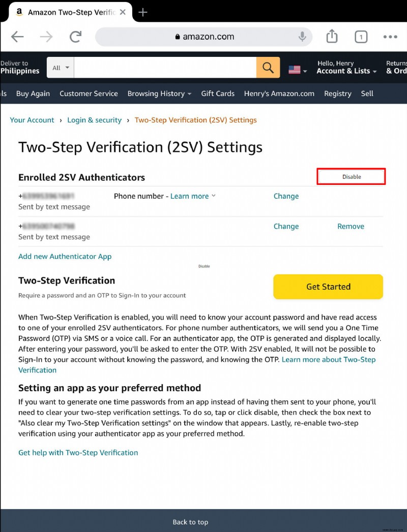 So aktivieren oder deaktivieren Sie 2FA bei Amazon
