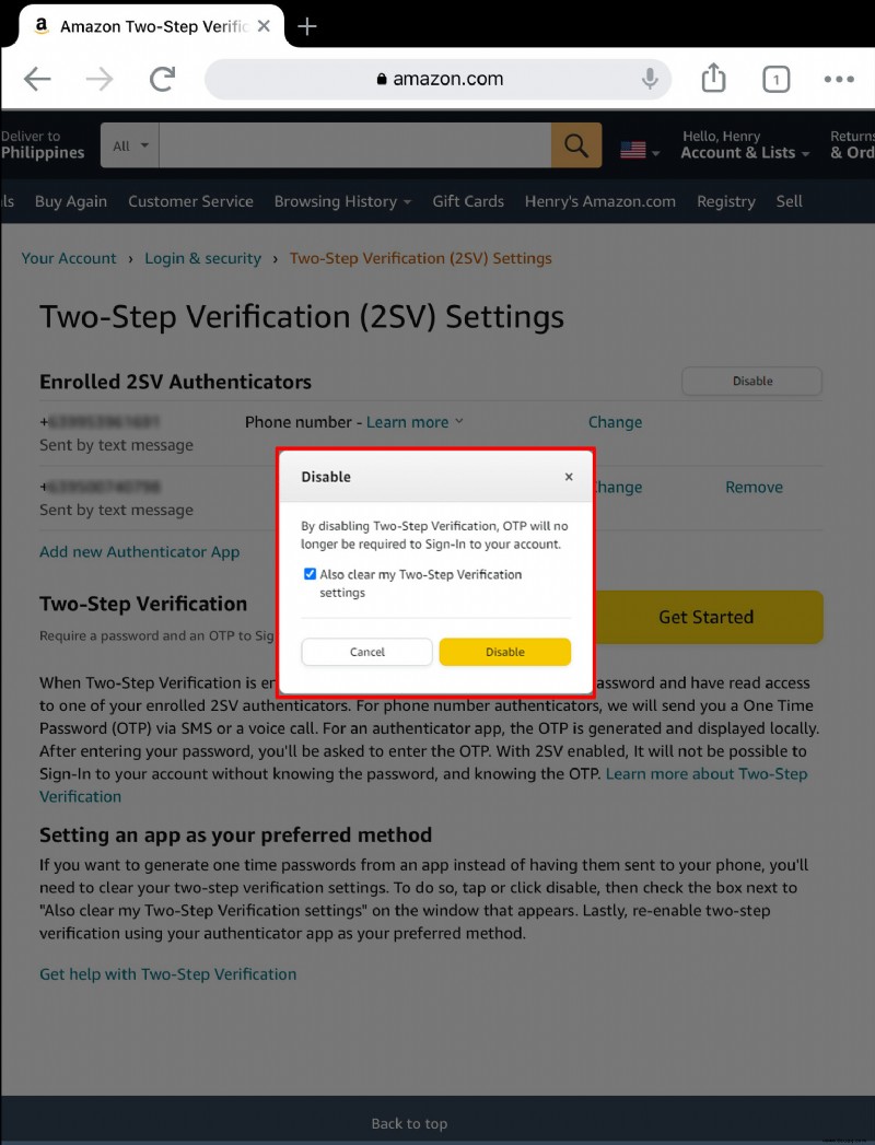 So aktivieren oder deaktivieren Sie 2FA bei Amazon
