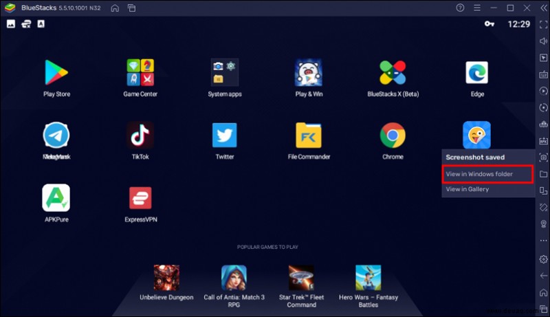 So machen Sie einen Screenshot in BlueStacks