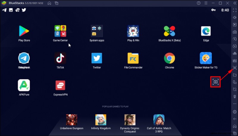 So machen Sie einen Screenshot in BlueStacks