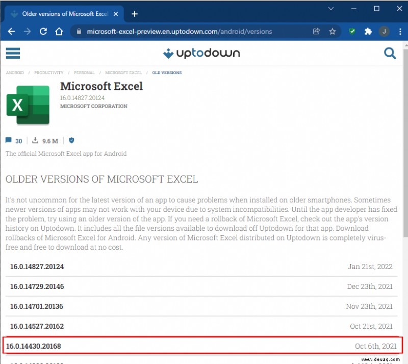 So laden Sie alte Versionen von Microsoft Excel herunter