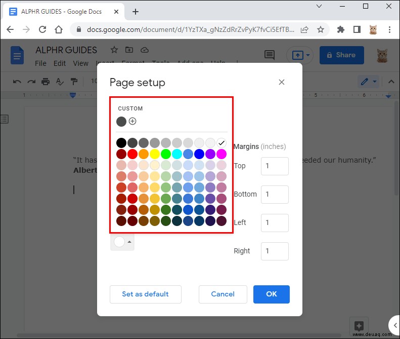 So ändern Sie die Hintergrundfarbe in einem Google-Dokument
