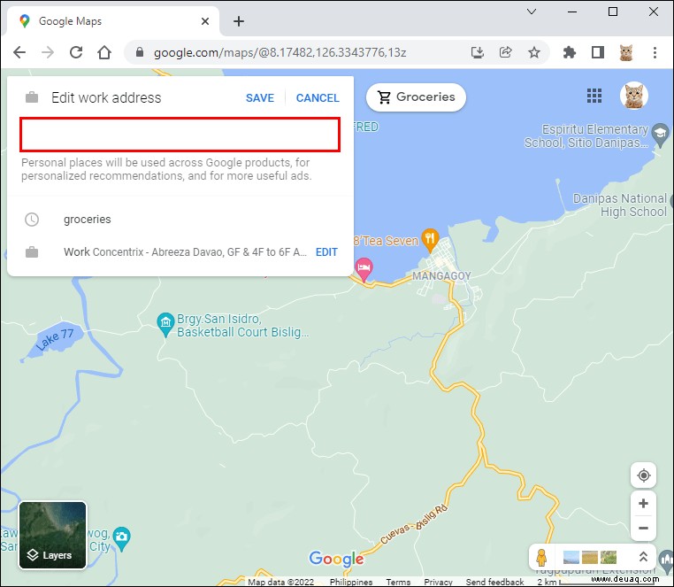 So ändern Sie den Arbeitsort in Google Maps