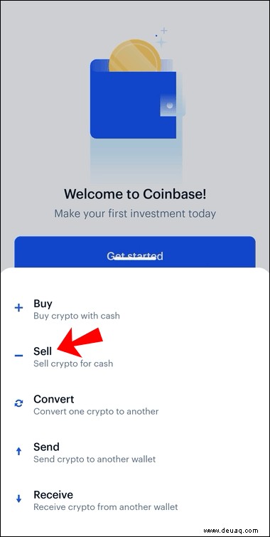 Abheben auf die Bank in Coinbase