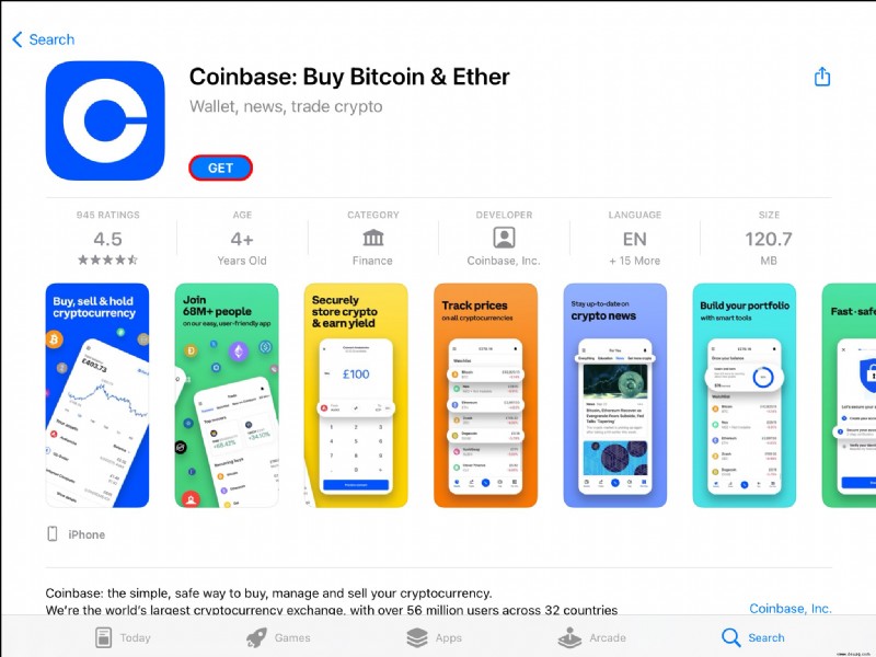 Abheben auf die Bank in Coinbase