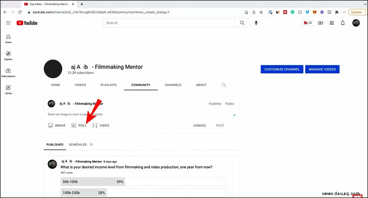 So erstellen Sie eine Umfrage auf YouTube