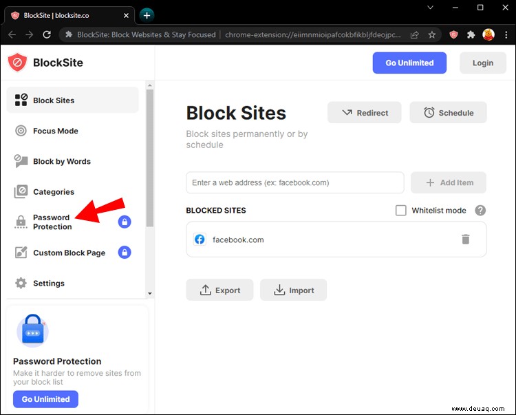 So blockieren Sie Websites mit einem Passwort