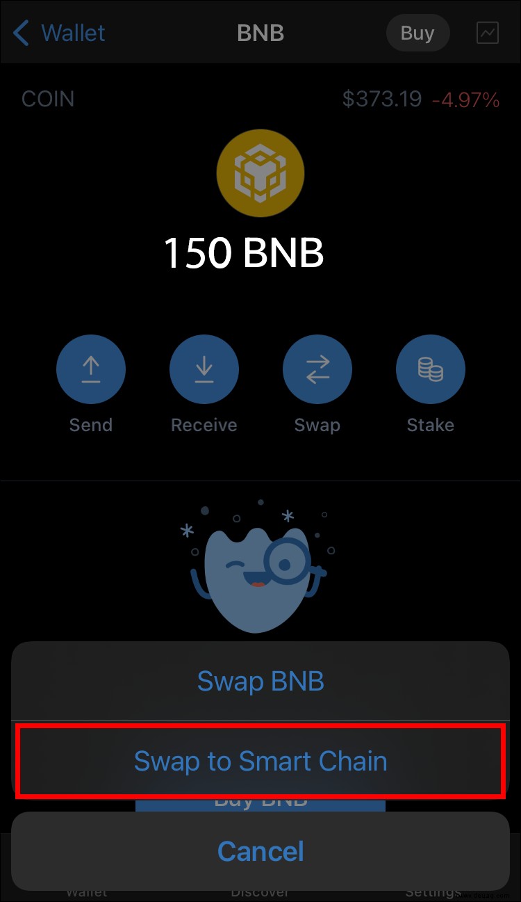 So wechseln Sie BNB zu Smart Chain in Trust Wallet