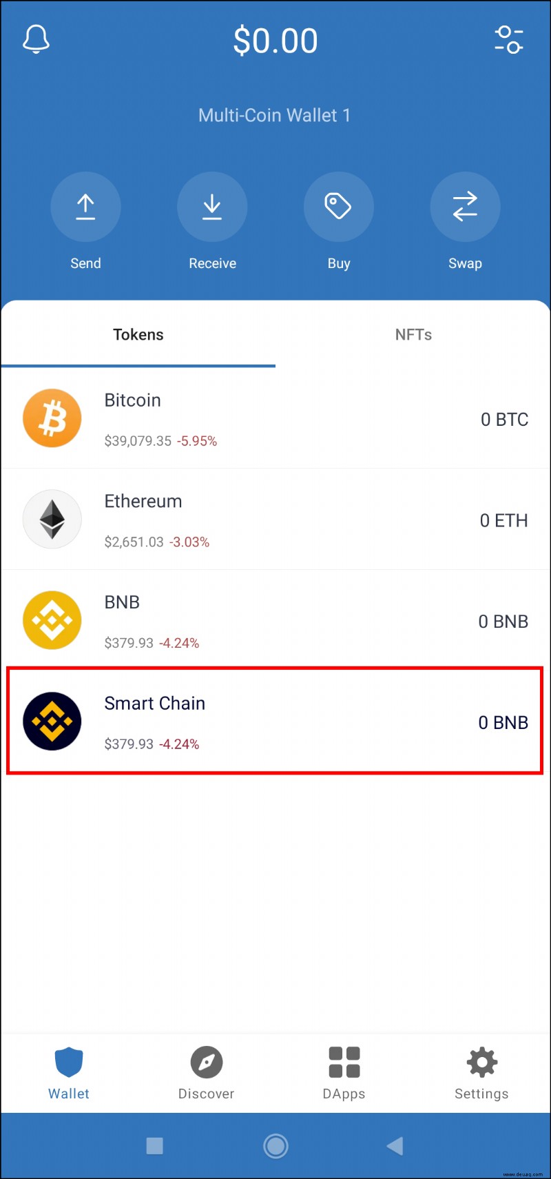 So wechseln Sie BNB zu Smart Chain in Trust Wallet