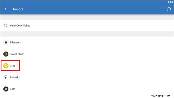 So wechseln Sie BNB zu Smart Chain in Trust Wallet