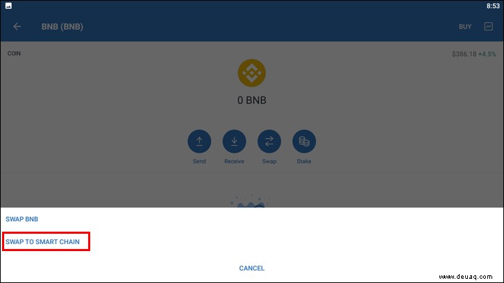 So wechseln Sie BNB zu Smart Chain in Trust Wallet