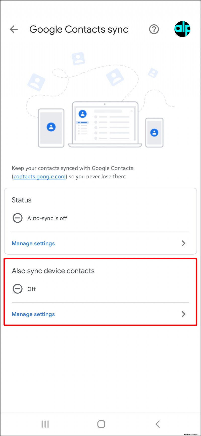 So synchronisieren Sie Kontakte von Android zu Gmail