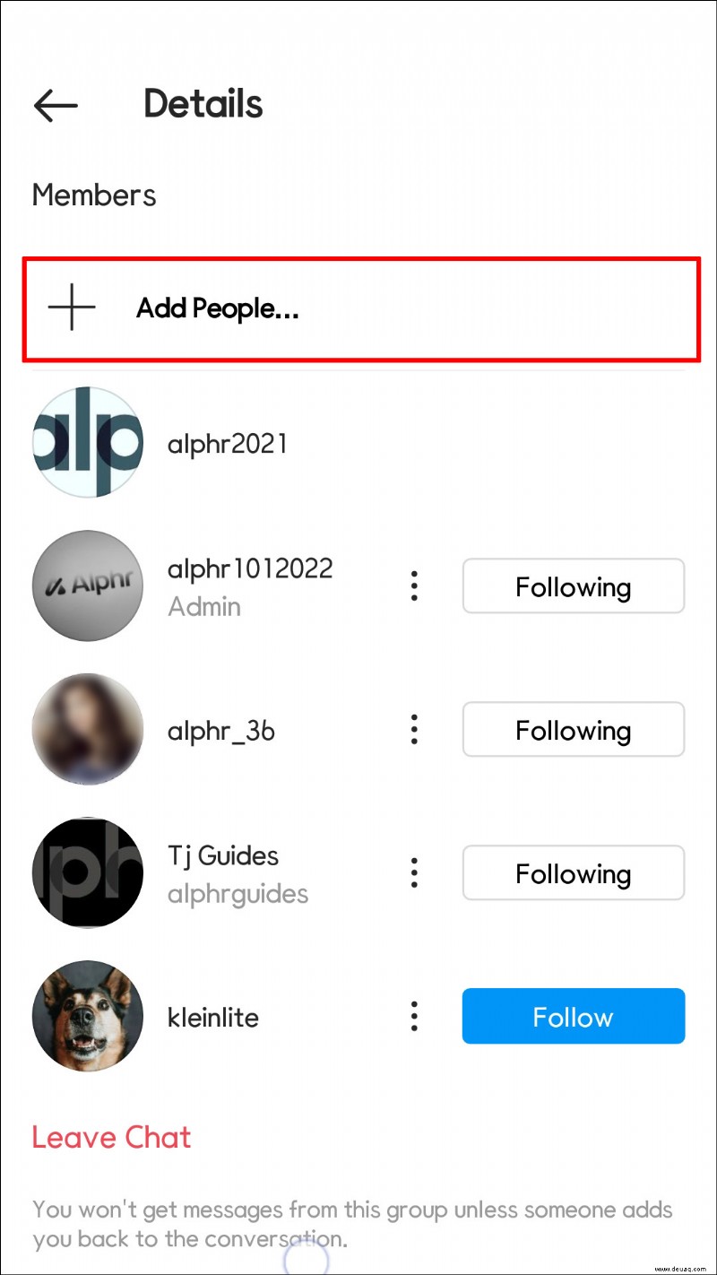So fügen Sie Personen zu Instagram-Gruppen hinzu und entfernen sie