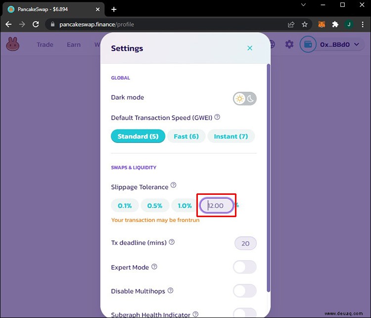 So beheben Sie eine zu hohe Preisauswirkung bei einer PancakeSwap-Transaktion