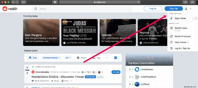 So aktivieren Sie den Reddit-Dunkelmodus