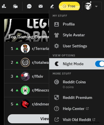 So aktivieren Sie den Reddit-Dunkelmodus