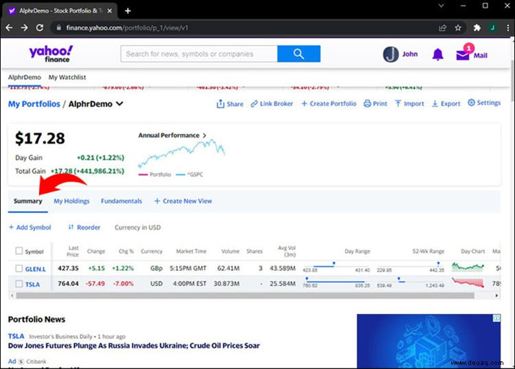 So fügen Sie Anteile in Yahoo Finanzen hinzu