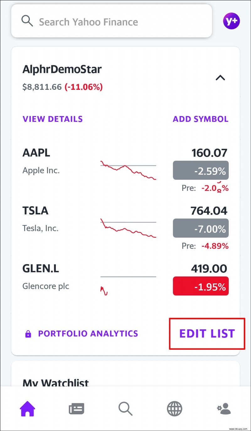 So fügen Sie Anteile in Yahoo Finanzen hinzu