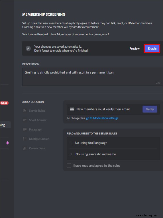 So fügen Sie Regeln zu einem Discord-Server hinzu