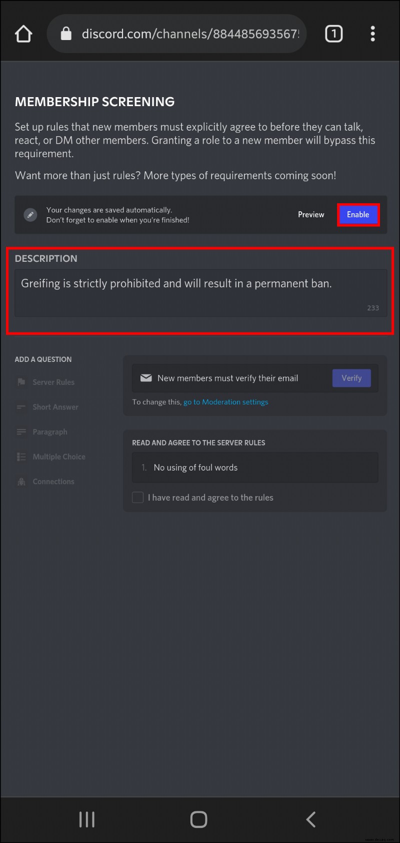 So fügen Sie Regeln zu einem Discord-Server hinzu