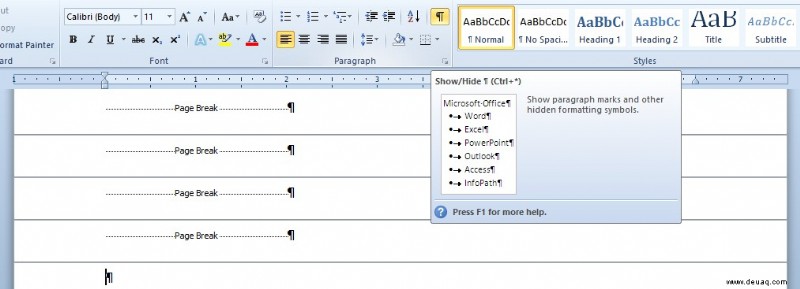 So entfernen Sie Seitenumbrüche in Word