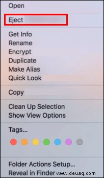 Auswerfen einer externen Festplatte auf einem Mac