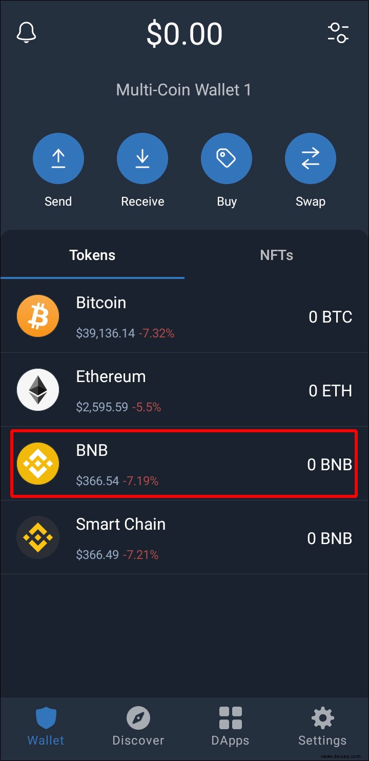 So senden Sie BNB an ein Metamask-Wallet