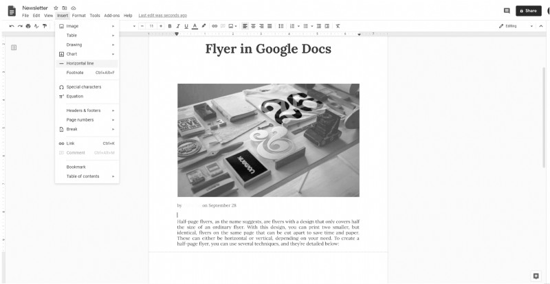 So erstellen Sie einen Flyer in Google Docs