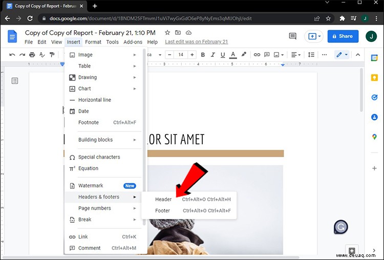 So erstellen Sie verschiedene Kopfzeilen für verschiedene Seiten in Google Docs