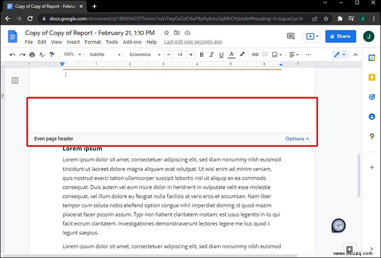 So erstellen Sie verschiedene Kopfzeilen für verschiedene Seiten in Google Docs