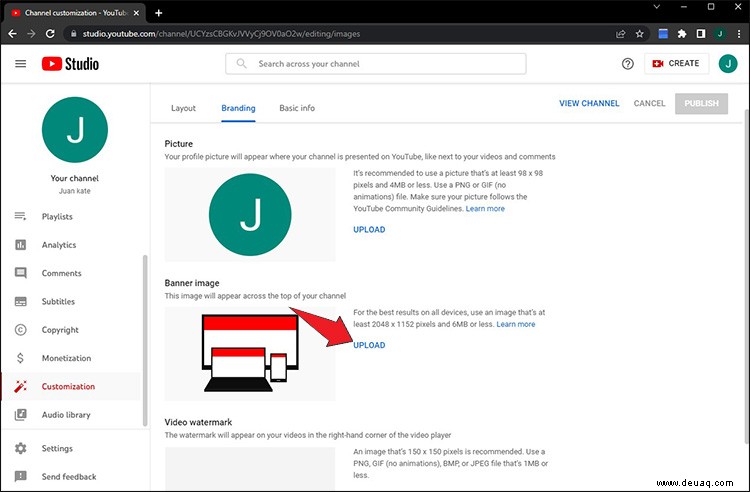 So ändern Sie das Top-Banner eines YouTube-Kanals