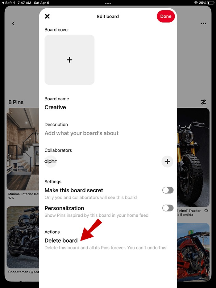 So löschen Sie ein Board in Pinterest