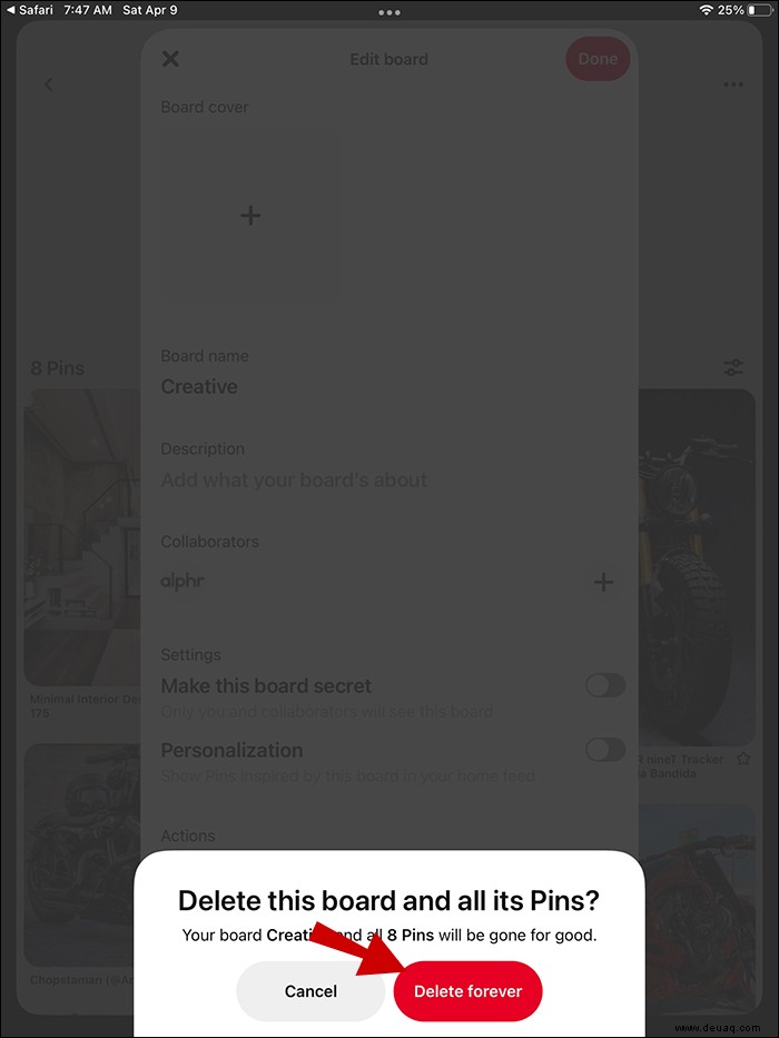 So löschen Sie ein Board in Pinterest
