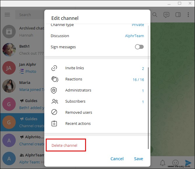 So löschen Sie einen Kanal in Telegram