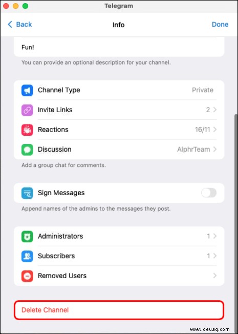 So löschen Sie einen Kanal in Telegram