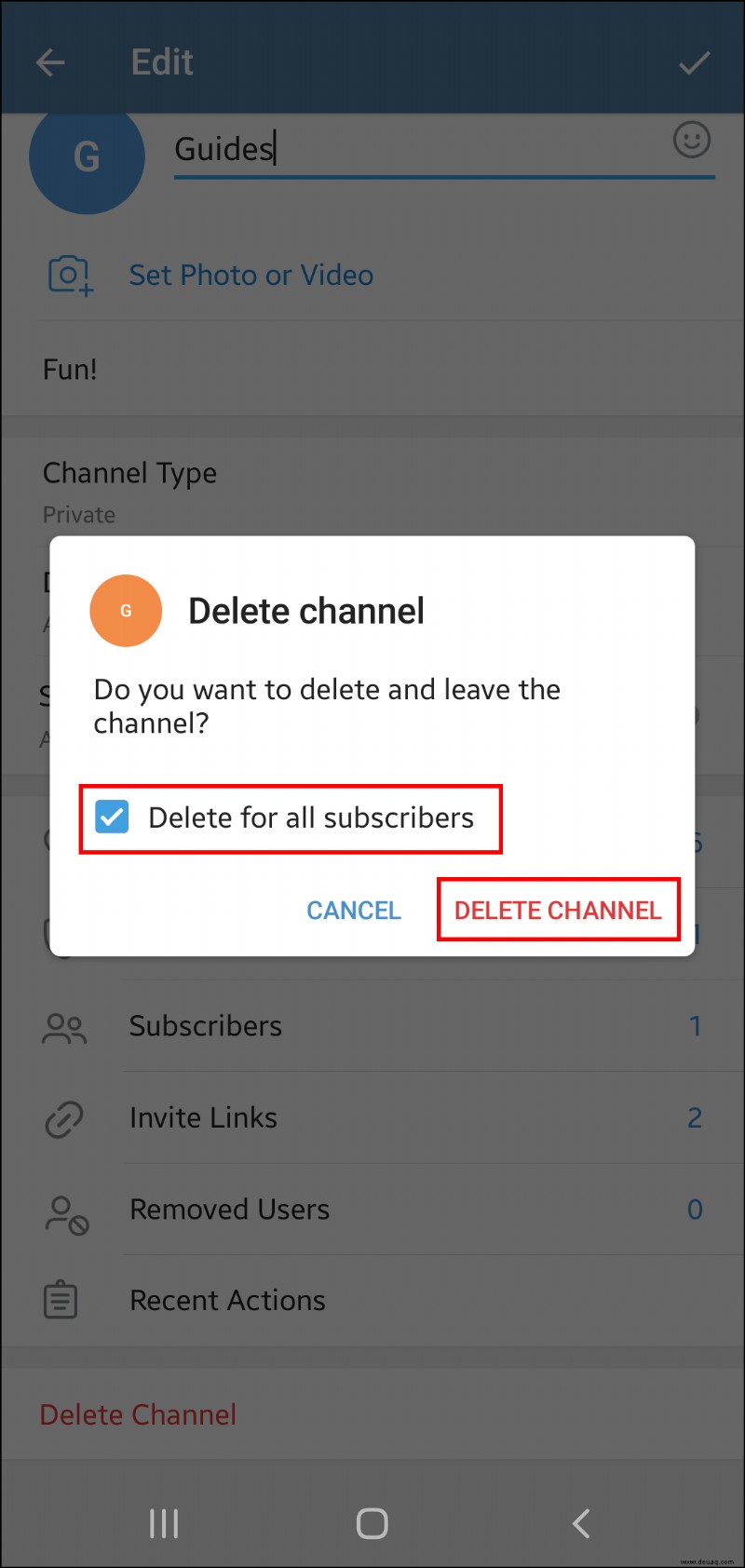 So löschen Sie einen Kanal in Telegram