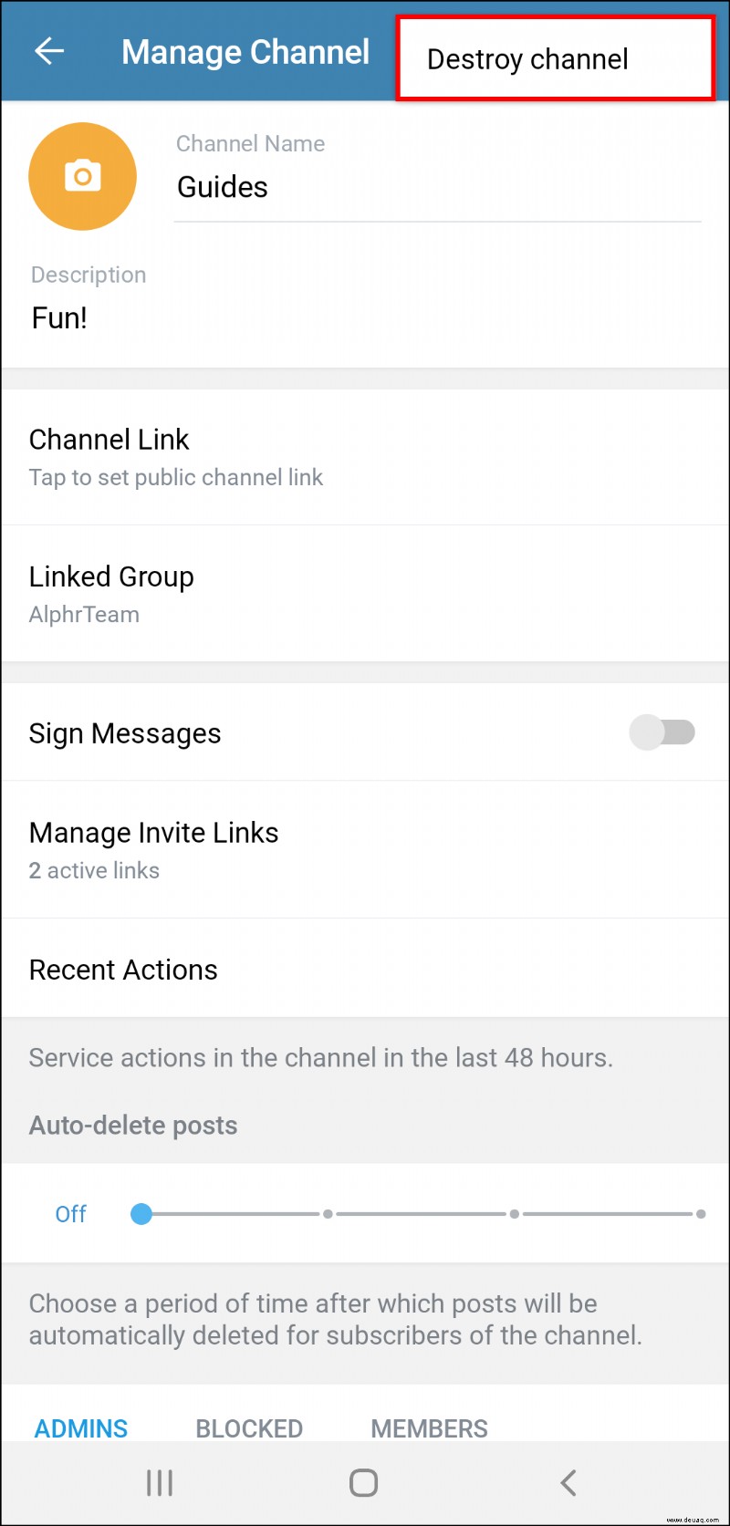 So löschen Sie einen Kanal in Telegram