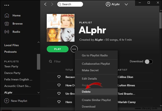 So löschen Sie eine Playlist in Spotify