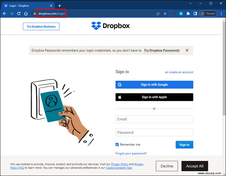 So zeigen Sie an, wie viel freier Speicherplatz in DropBox verfügbar ist