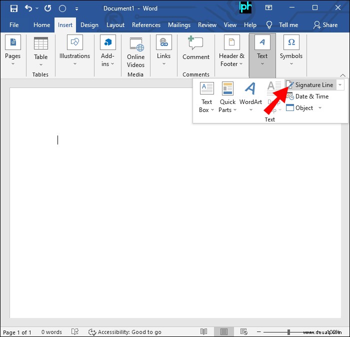 So fügen Sie eine Signaturzeile in Microsoft Word ein 