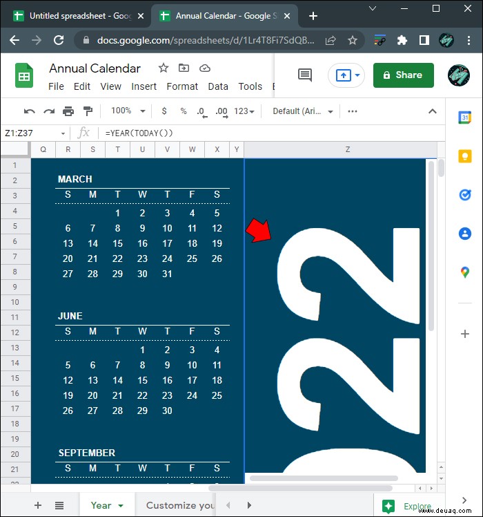 So erstellen Sie einen Kalender in Google Sheets 