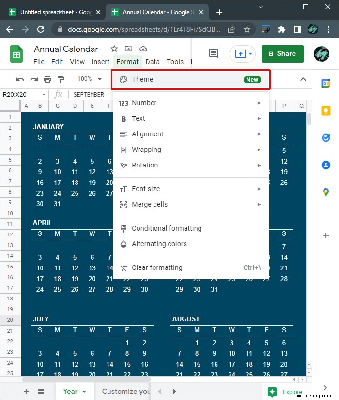 So erstellen Sie einen Kalender in Google Sheets 