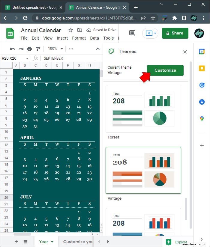 So erstellen Sie einen Kalender in Google Sheets 