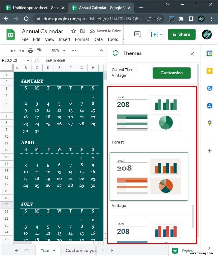 So erstellen Sie einen Kalender in Google Sheets 