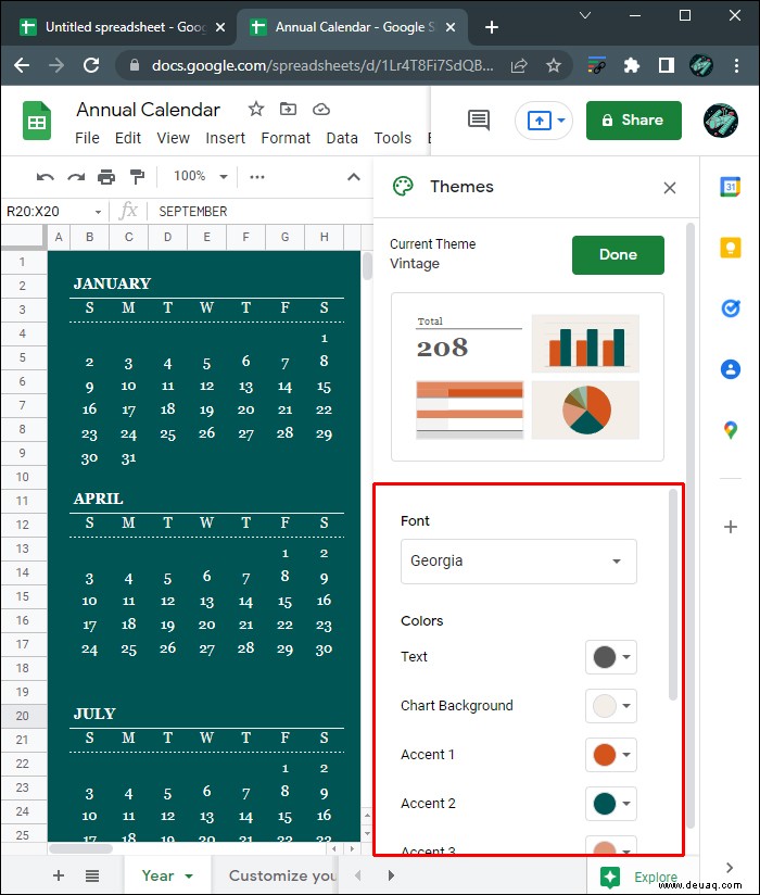 So erstellen Sie einen Kalender in Google Sheets 