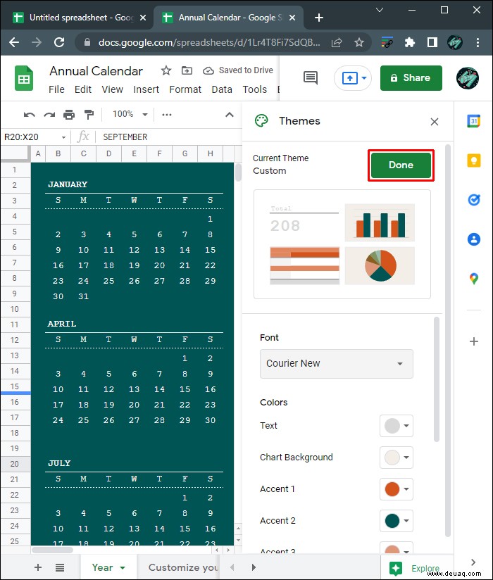 So erstellen Sie einen Kalender in Google Sheets 