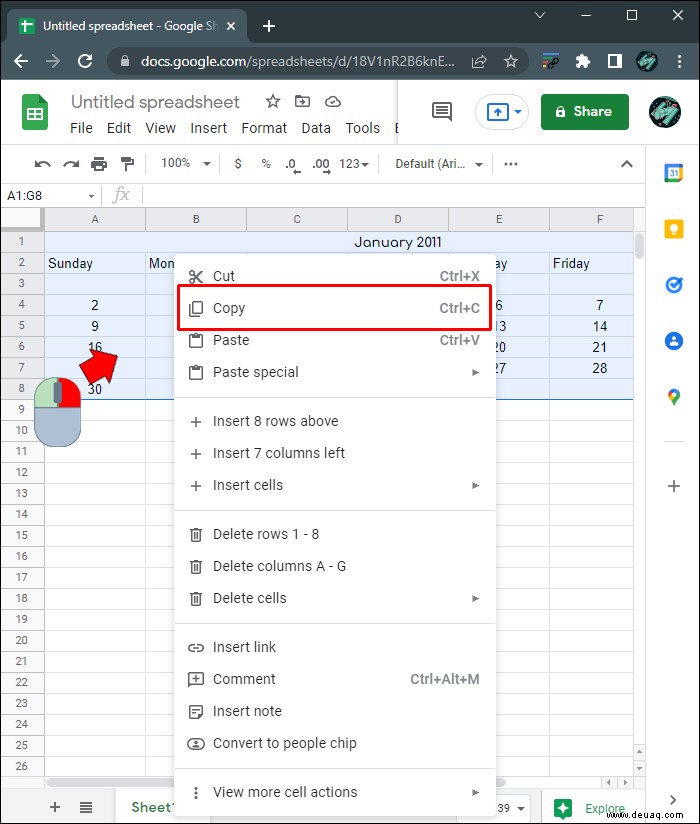 So erstellen Sie einen Kalender in Google Sheets 