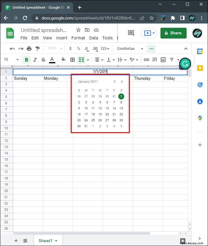 So erstellen Sie einen Kalender in Google Sheets 