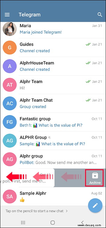 So verstecken Sie einen Chat in Telegram, ohne ihn zu löschen 